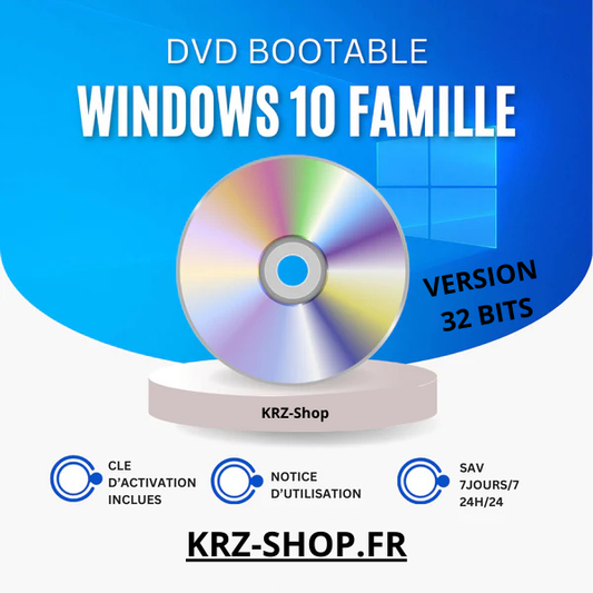 DVD bootable Windows 10 Famille 32 Bits